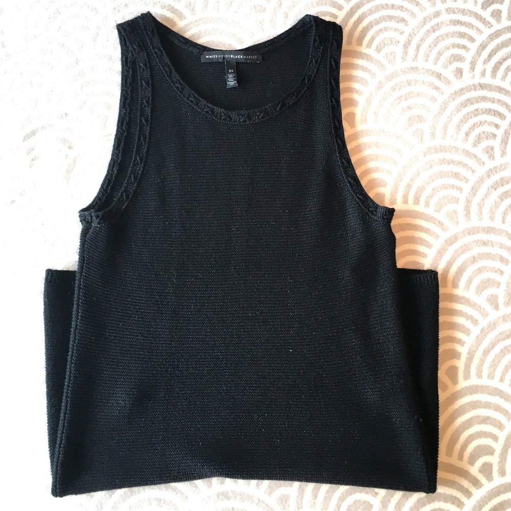 WHBM Long Knit Black Tank Top w slight sparkle